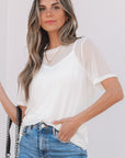 Miranda Sheer Mesh Short Sleeve Top