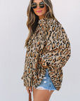 Leopard Balloon Sleeve Button-Up Shirt
