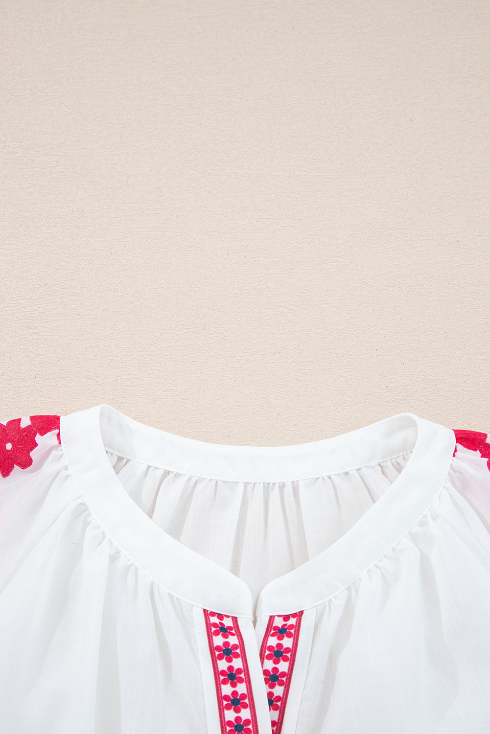 Floral Embroidered Puff Long Sleeve Shirt