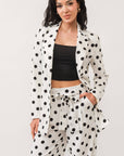 Long sleeve polka dot blazer and pants set