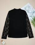 Plus Size Lace Patchwork Cutout Long Sleeve Top