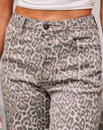 Leopard Frayed Edge Wide Leg Jeans