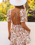 Sloan Floral Print Bow Knot Backless Square Neck Mini Dress