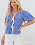 Dream Stripe Tied Front Blouse