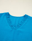 Clara V Neckline Crinkled Blouse