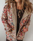Floral Sherpa Lined Hooded Jacket