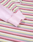 Stripe Patchwork Reverse Seam Henley Sweatshirt