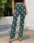 Charcoal Turquoise Aztec Flare Pants