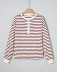 Stripe Long Sleeve Henley Top