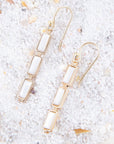 Baguette Mother of Pearl and Golden Bronze Linear Earrings
