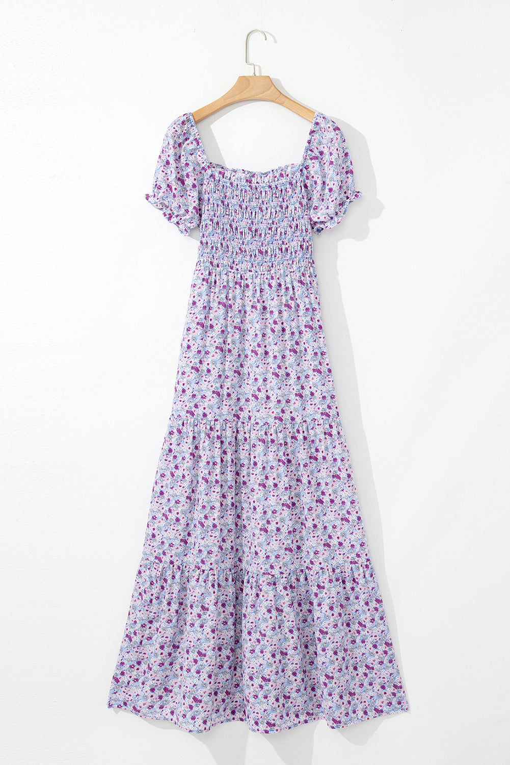Lacey Floral Short Bubble Sleeve Maxi Dress
