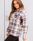 Plaid Pocketed Button Front Shacket