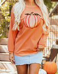 Sequined Pumpkin Halloween Sweatshirt