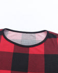 Colorblock Plaid Long Sleeve Top