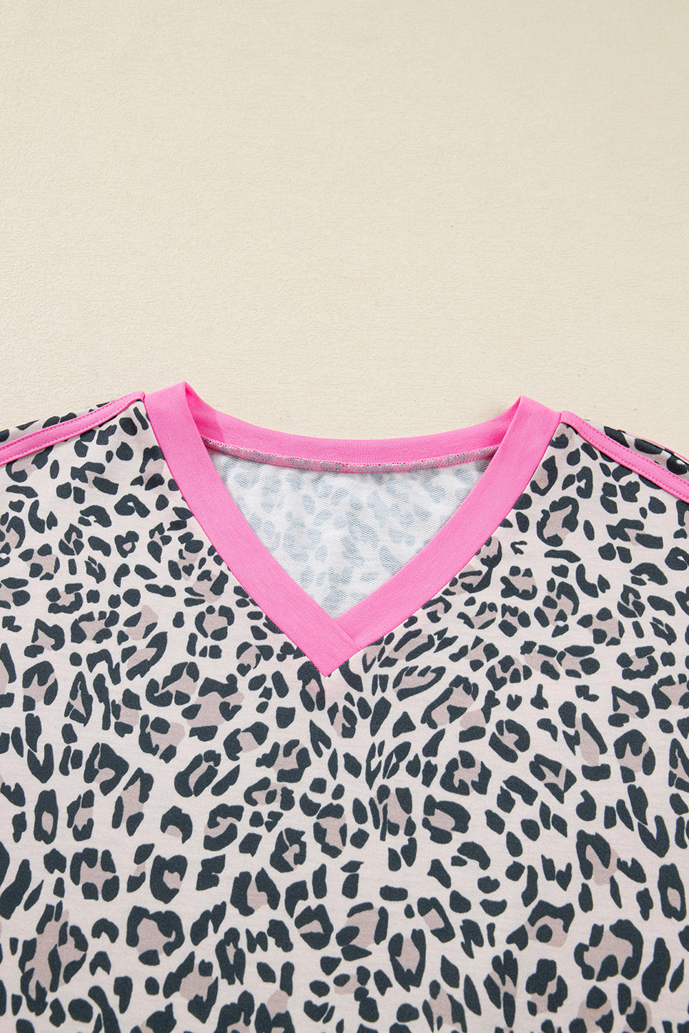 Leopard Varsity Stripe V-Neck Long Sleeve Top