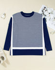 Stripe Colorblock Patchwork Dolman Sleeve Sweater