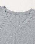 Solid Raglan Sleeve V-Neck T-Shirt