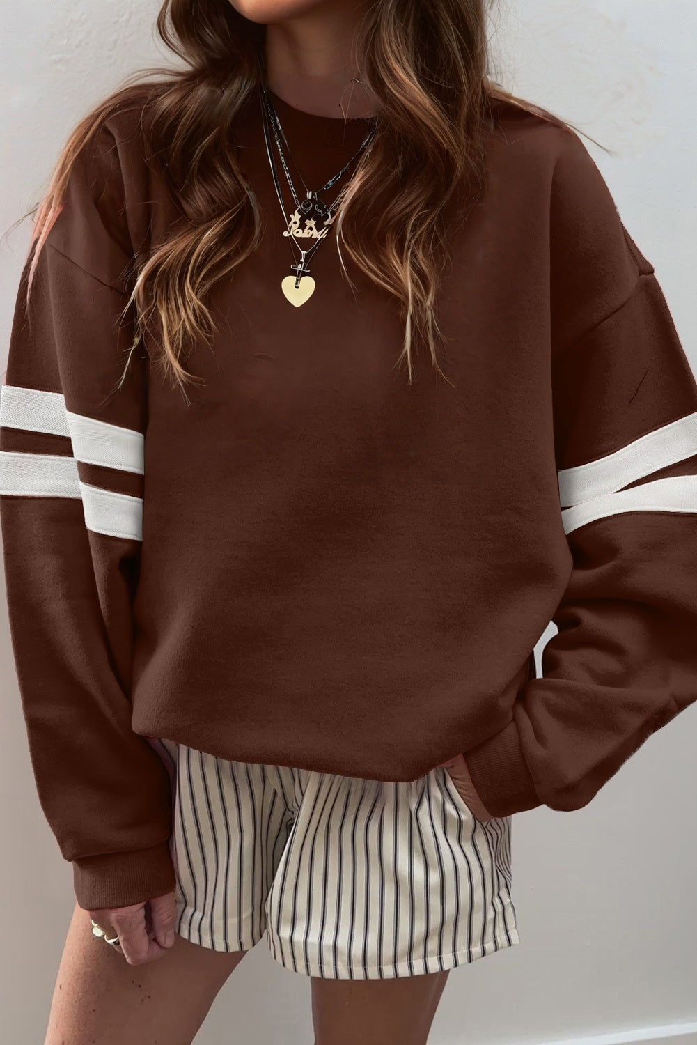Varsity Stripe Drop Shoulder Sweatshirt