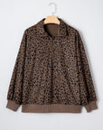 Leopard Corduroy Quarter-Zip Sweatshirt