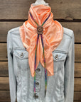 35X35" Solid Peach Wild Rag / Scarf - Leather Slide and Bolo Tie