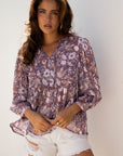 Boho Floral 3/4 Sleeve Babydoll Blouse