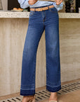 Denim Raw Hem Straight Leg Jeans