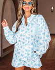 Savannah Floral Striped Pocket Shirt and Shorts Set
