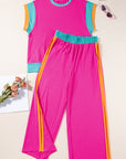 Colorblock Cap Sleeve Tee and Pants Set