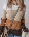 Madison Colorblock Cable Knit Sweater