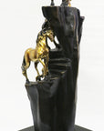 Hand Made Limited Edition four Galloping Horses Mustangs Bronze Sculpture Figure