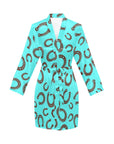 Turquoise Horseshoe Women's Long Sleeve Belted Satin Feel Dressing Lounge Robe