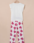 Heart Ruffle Tank Top And Pants Lounge Set