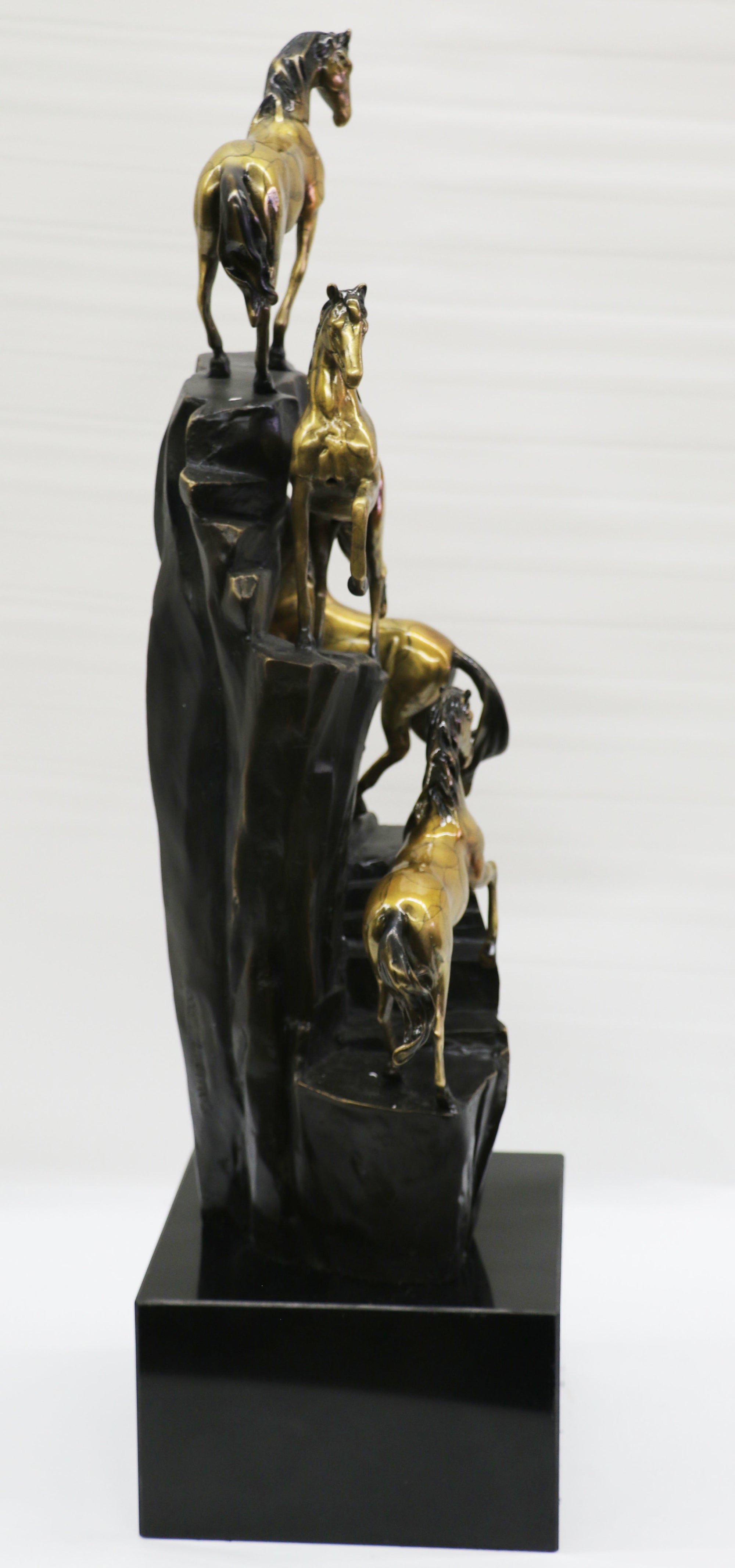 Hand Made Limited Edition four Galloping Horses Mustangs Bronze Sculpture Figure