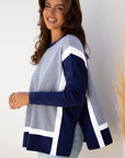 Stripe Colorblock Patchwork Dolman Sleeve Sweater