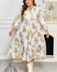 Plus Size Floral 3/4 Ruffle Sleeve Tiered Maxi Dress