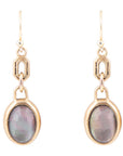 Black Mother of Pearl and Golden Bronze Drop Earrings