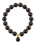 Black Onyx Gold Tone Beaded Stretch Bracelet