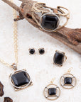 Black Onyx Mixed Metal Post Earrings