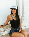 Black Spaghetti Strap Crop Tank