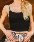Black Spaghetti Strap Crop Tank