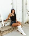 Black Spaghetti Strap Crop Tank