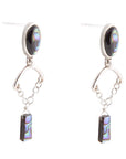 Blue Abalone Drop Chain Sterling Silver Earrings