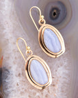 Blue Agate Golden Drop Earrings