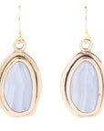 Blue Agate Golden Drop Earrings