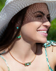 Legacy Lime Green and Blue Turquoise Braided Leather Necklace