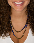 Blue Lapis Wrap Golden Necklace
