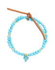 Blue Magnesite Golden Charm Stretch Bracelet Set