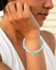 Blue Magnesite Golden Charm Stretch Bracelet Set
