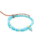 Blue Magnesite Golden Charm Stretch Bracelet Set
