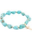 Blue Magnesite on the Cross Golden Charm Bracelet